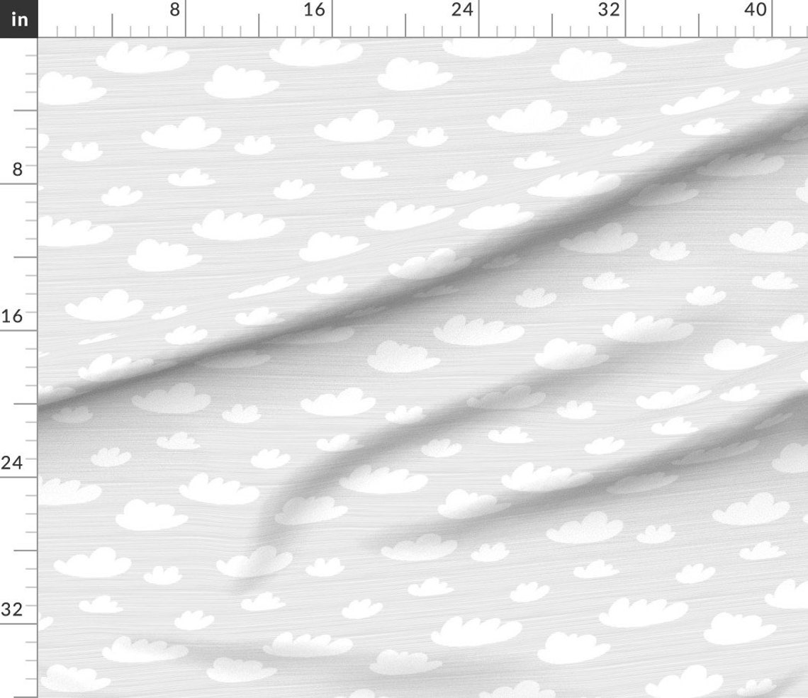 Cloud Sky Nursery Fabric Cloud Toile by Friztin Grey and Etsy