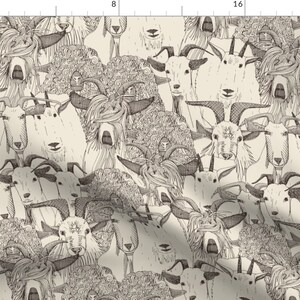 Goat Fabric - Just Goats Natural by scrummy - Mountain Goat Farmhouse Neutral Farm Animals Fabric by the Yard by Spoonflower