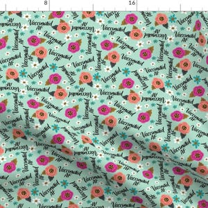 Vaccinated Fabric - Small Scale Vaccinated Af By Cynthiafrenette - Face Mask Funny Cute 100% Cotton Fabric By The Yard With Spoonflower