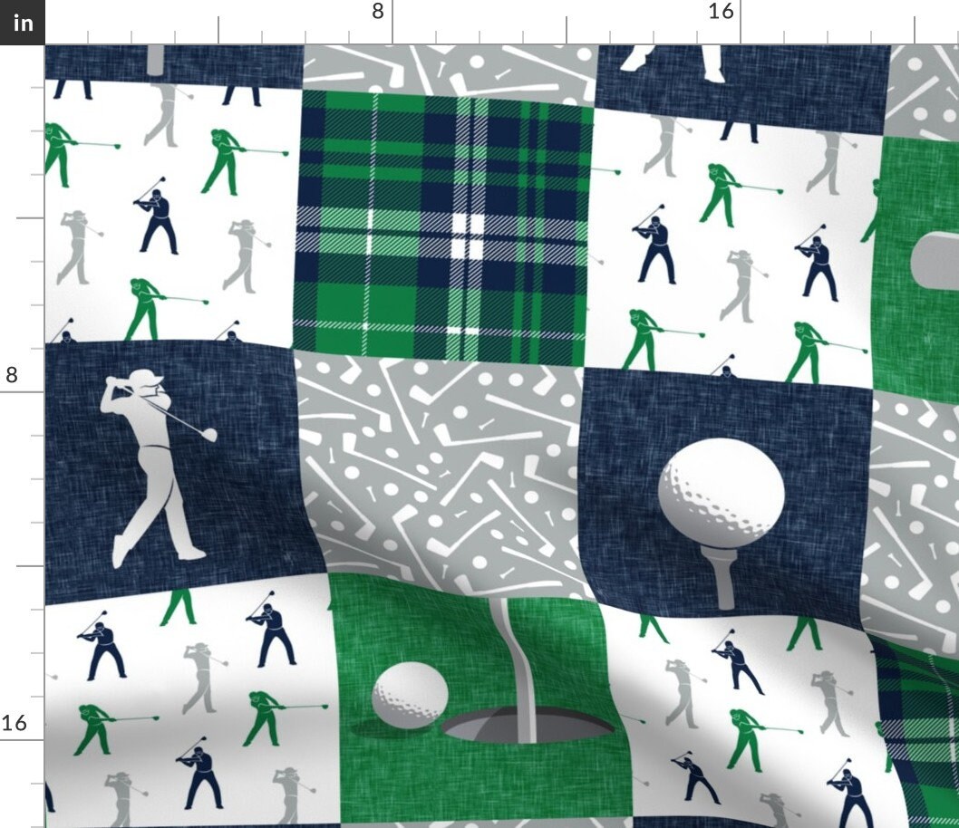 Golf Cheater Quilt Fabric Fabric Golf Wholecloth Green Etsy