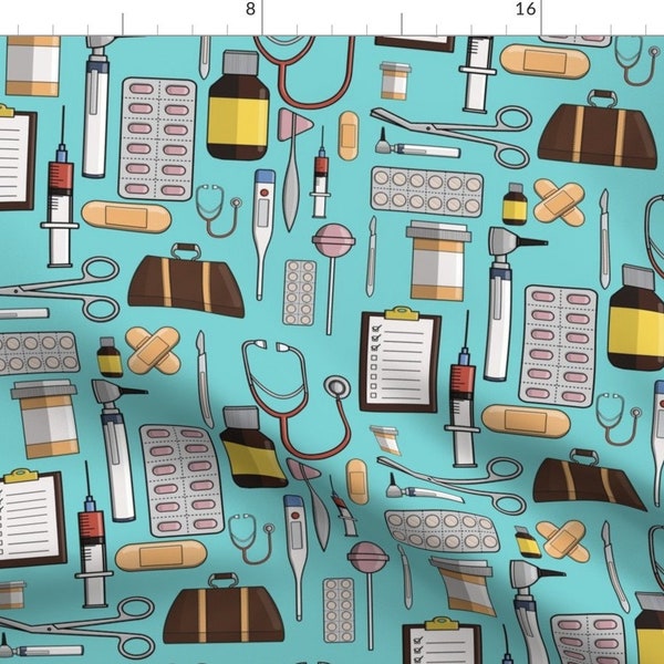 Medical Supples Fabric - Medical Professions By Carola Koberstein - Doctor Hospital Equipments Cotton Fabric By The Yard With Spoonflower