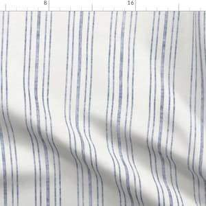 Blue French Ticking Fabric - Aegean Ticking Stripe by holli_zollinger - Farmhouse French Cottage Fabric by the Yard by Spoonflower