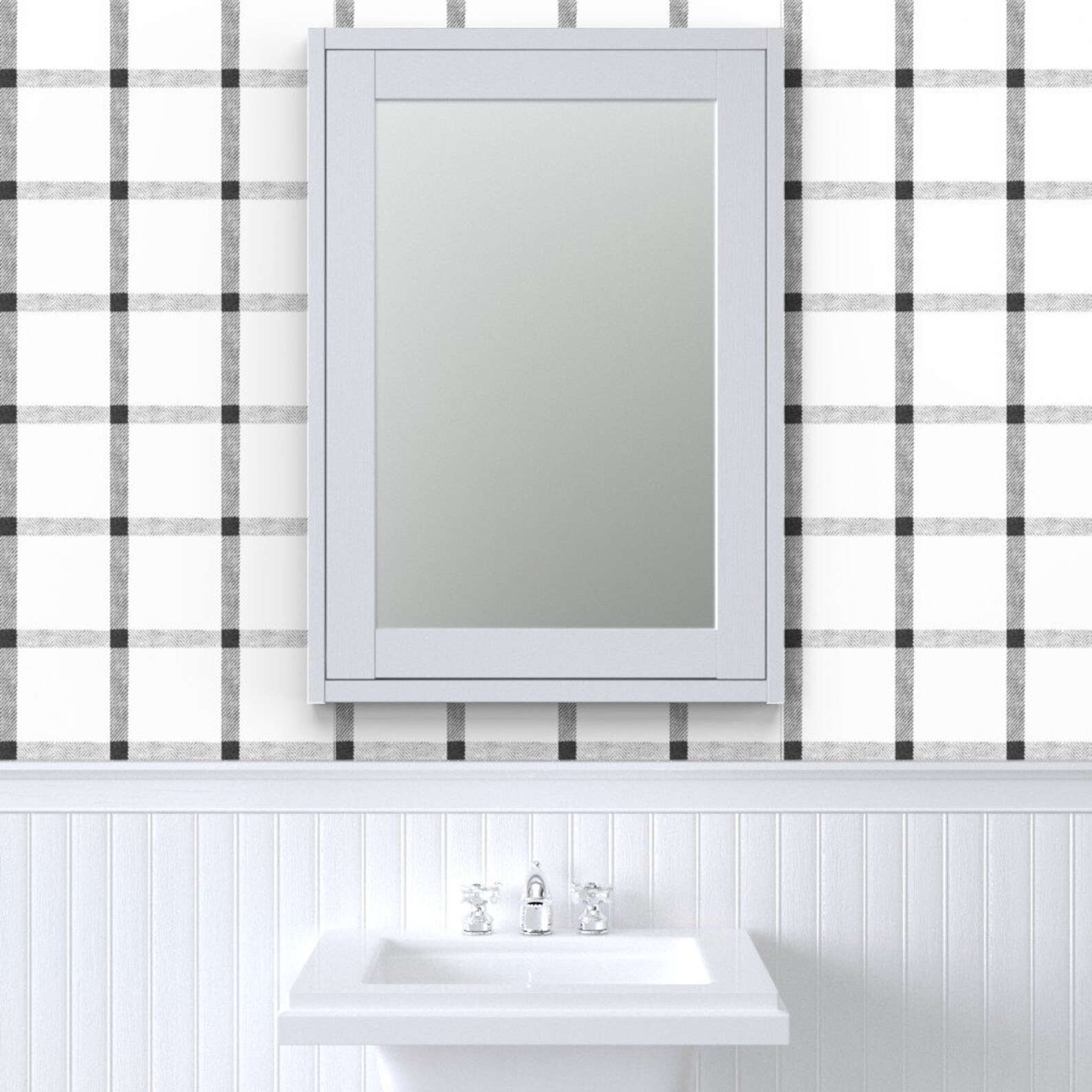 Black White Tartan Wallpaper Black White Check by Mlags Etsy