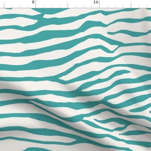 Teal Zebra Fabric - Large Scale Brackenbury Beach In Turquoise By Danika Herrick - Large Scale Cotton Fabric By The Yard With Spoonflower