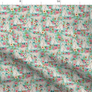 Golden Doodle Dog Fabric - Cute Golden Doodles Florals Flowers Dog By Petfriendly - Poodle Dog Cotton Fabric by the Yard with Spoonflower