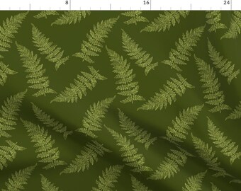 Ferns Fabric - Vintage Ferns-Dark Green By Redbriarstudio - Ferns Greenery Nature Botanical Cotton Fabric By The Yard With Spoonflower