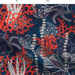 Coral Reef Fabric - Corals And Starfish By Chicca Besso- Underwater Starfish Ocean Modern Decor Cotton Fabric By The Yard With Spoonflower
