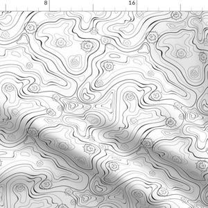Topographic Map White View Fabric - Topographic Map Seamless Pattern By Avisnana - Top View Cotton Fabric By The Yard With Spoonflower