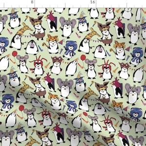 Penguin Party Fabric - Party Penguins Small By Maile - Modern Nursery Decor Penguin Cotton Fabric By The Yard With Spoonflower