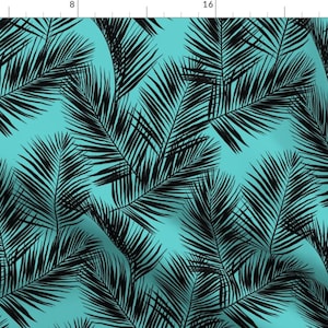 Leafy Palms Fabric - Palm Leaf Silhouettes Hot Summer Plant Tree Leaves Fabric By Mirabellepri - Cotton Fabric By The Yard With Spoonflower