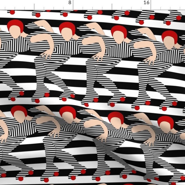 Striped Roller Derby Fabric - Let's Get Ready To Rumble By Vo Aka Virginiao - Sporty Roller Derby Cotton Fabric By The Yard With Spoonflower