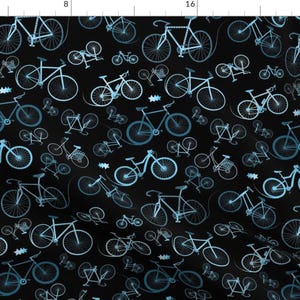 Bikes Fabric - I Love Bikes On Black By Anastasiajahadi - Bikes Black Blue Biking Outdoor Sports Cotton Fabric By The Yard With Spoonflower