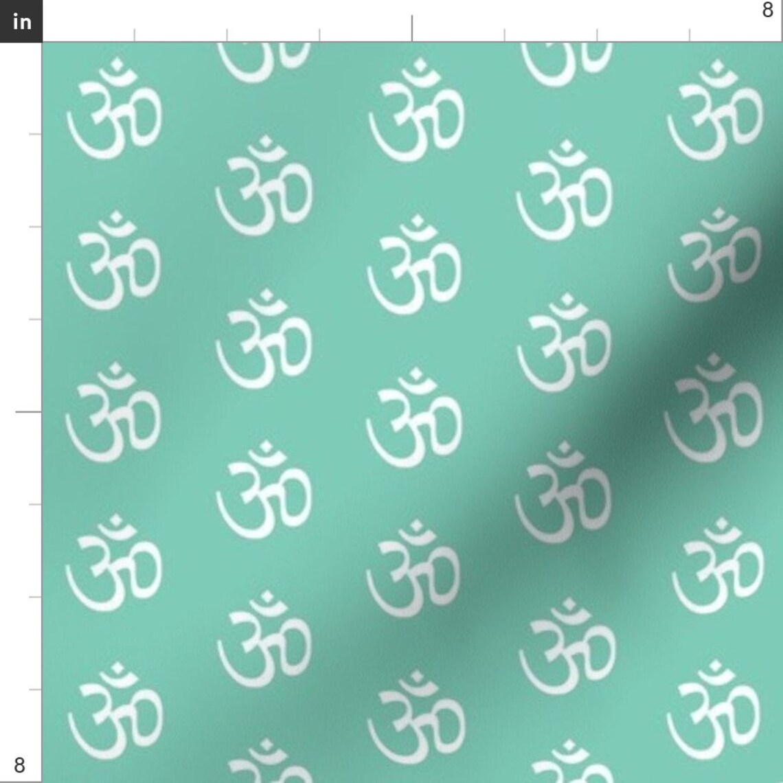 Namaste Yoga Fabric Ohm Seafoam Green by Khaus Mint Modern Etsy