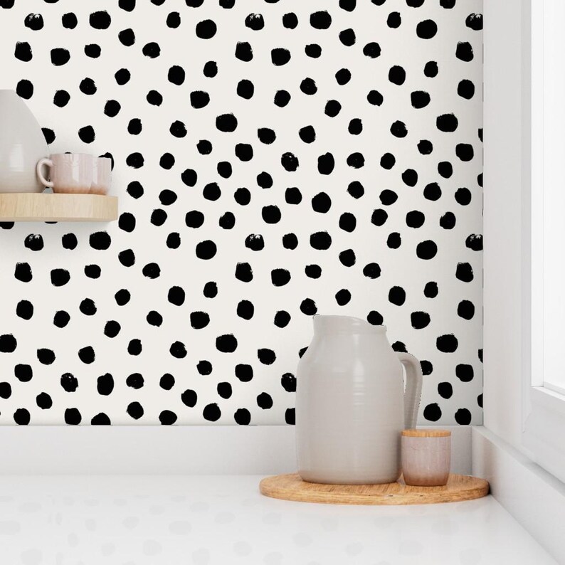 Nursery Wallpaper - Dots Cream Neutral Minimal Animal Spots by Charlotte Winter - Removable Self Adhesive Wallpaper Roll by Spoonflower image 7