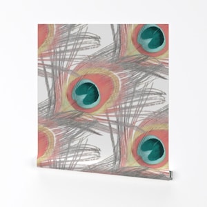 Peacock Wallpaper - Peacocking Medium By Peacoquettedesigns - Feathers Custom Printed Removable Self Adhesive Wallpaper Roll by Spoonflower