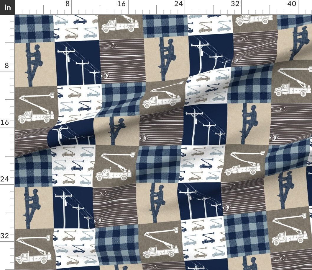 Patchwork Fabric Lineman Patchwork Tan And Brown Plaid By | Etsy