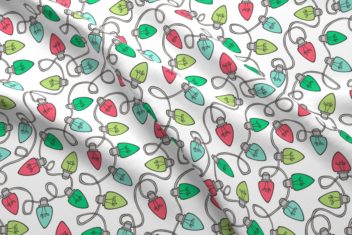 Christmas Fabric Christmas Xmas Holiday Lights Bulbs Red Etsy