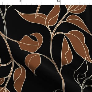 Dark Botanical Fabric - Boho Leaves by sorridi_di_sera - Xl Scale Garden Neutral Floral Modern Abstract Fabric by the Yard by Spoonflower