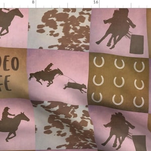Rodeo Girl Pink Fabric - Rodeo Girl Patchwork 7 Inch By Darlindivasanddudes - Rodeo Girl Cotton Fabric By The Yard With Spoonflower