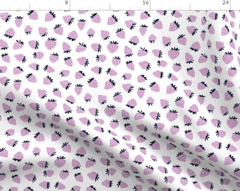 Strawberry Fabric - Strawberries In Orchid And Navy By Littlearrowdesign - Strawberry blue purple Cotton Fabric By The Yard With Spoonflower