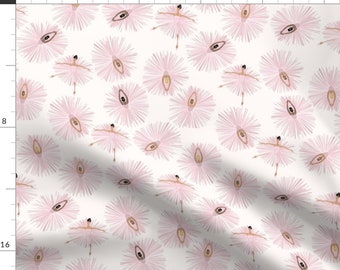 Ballet Fabric - Ballerinas Dance By Nelvis Valenzuela - White Pink Girls Tutu Pointe Shoes Twirl Cotton Fabric By The Yard With Spoonflower