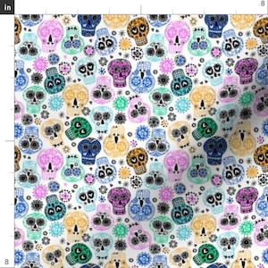Sugar Skull Fabric - Sugar Skulls 3 Small By Laura May Designs - Colorful Sugar Skull Halloween Cotton Fabric By The Yard With Spoonflower immagine 3