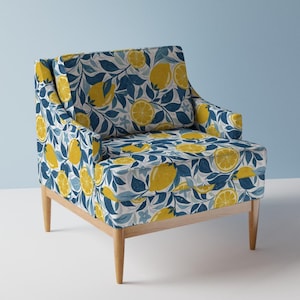 Citrus Upholstery Fabric- Lemon Garden by nancyrobertdesigns - Mediterranean Summer Lemon Kitchen Fruit  Fabric By The Yard With Spoonflower