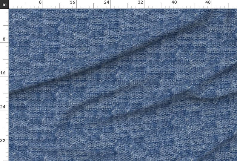 Avig Cloth Japanese Block Print Pattern of Ocean Waves - Indigo Blue, Blue Boho ...