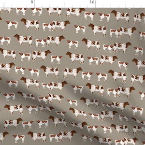 Shorthorn Cattle Fabric - Shorthorn Cattle And Calf Cows - Brown and White By Petfriendly Farm Animals - Fabric by the Yard With Spoonflower