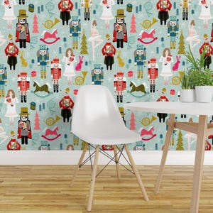 Nutcracker Wallpaper - Large Xmas Holiday Christmas By Andrea Lauren - Custom Printed Removable Self Adhesive Wallpaper Roll by Spoonflower