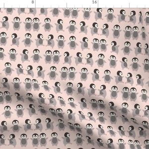 Penguin Fabric - Just Penguins On Pink By Heleenvanbuul - Pink Penguin Modern Nursery Cotton Fabric By The Yard With Spoonflower