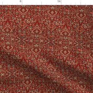 Persian Rug Fabric - Heriz Fans Red By Amyvail - Persian Rug Traditional Ornate Patterned Heriz Cotton Fabric By The Yard With Spoonflower