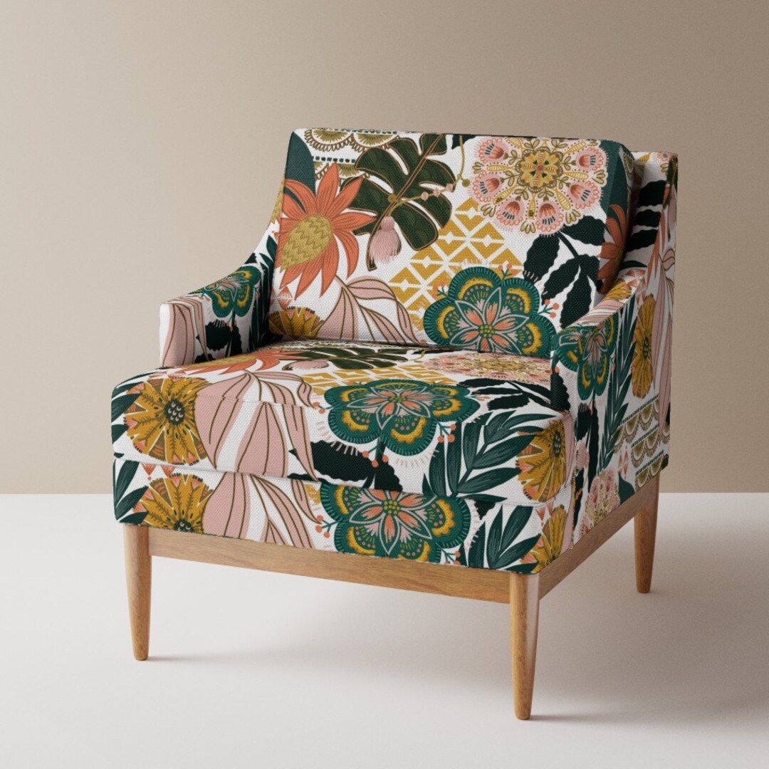 Bohemian Upholstery Fabric Boho Tropical by Fineapple_pair Maximalist
