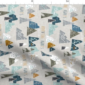 Mountain Fabric - Adventure Awaits (Earth) Regular (Rotated) By Nouveau Bohemian - Mountain Tan Cotton Fabric By The Yard With Spoonflower