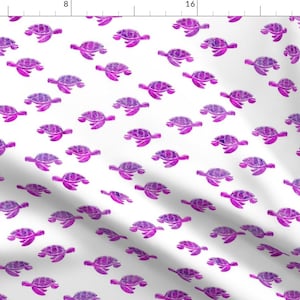 Turtle Fabric - Sea Turtle Purple By Littlearrowdesign - Watercolor Turtle Ocean Animals Nursery Cotton Fabric By The Yard With Spoonflower