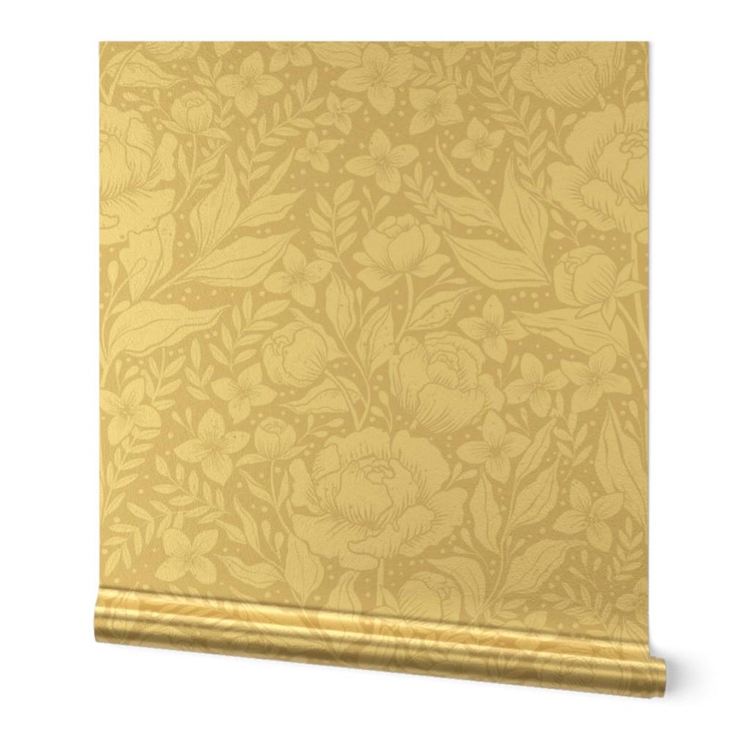 Neutral Victorian Gold or Silver Metallic Wallpaper - Large Scale ...