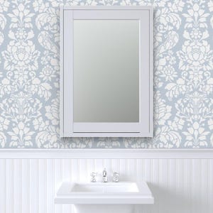 Damask Wallpaper - Balmoral Damask Large White Versailles Fog By Peacoquettedesigns - Custom Printed Adhesive Wallpaper Roll by Spoonflower image 8