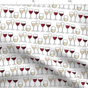 Wine Fabric - Wine Time! By Cottonstitchesco - Wine Glasses Vino Red White Merlot Pinot Malbec Cotton Fabric By The Yard With Spoonflower