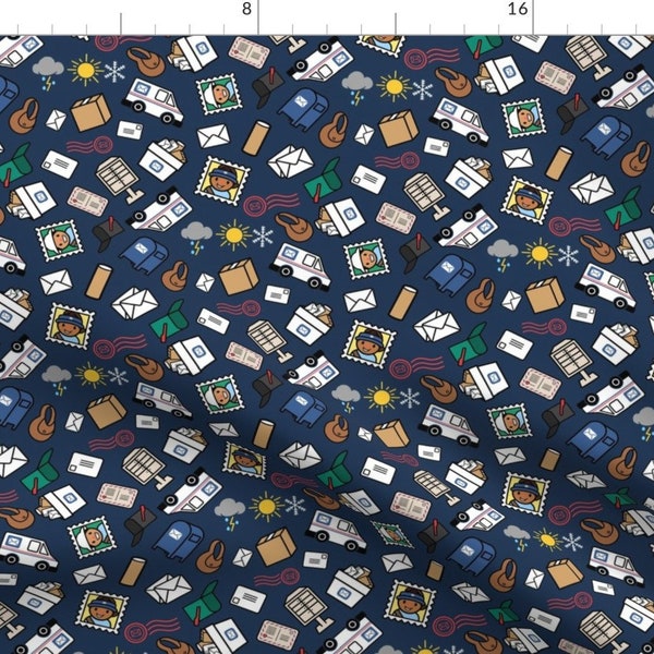 Mail Fabric - Support Your Mail Carrier By Yummestudio - Save the Post Office Postal Service Cotton Fabric By The Yard With Spoonflower