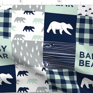 Bear Wholecloth Fabric - Baby Quilt Top || The Northern Lights Collection By Littlearrowdesign - Cotton Fabric By The Yard With Spoonflower
