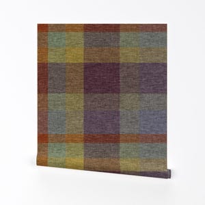 Autumn Plaid Removable Peel and Stick Wallpaper - Earth Tones Rust Woodland Cabin - Wall Art Wall Decor - 8 Colors Of Nature by anniedeb