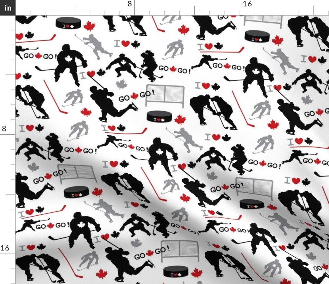Hockey Fabric Team Canada by Iheartampersands Maple Leaf Etsy