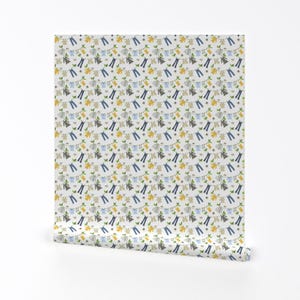 Laundry Room Wallpaper - Laundry Day By Vo Aka Virginiao - White Blue Dirty Clothing Removable Self Adhesive Wallpaper Roll by Spoonflower