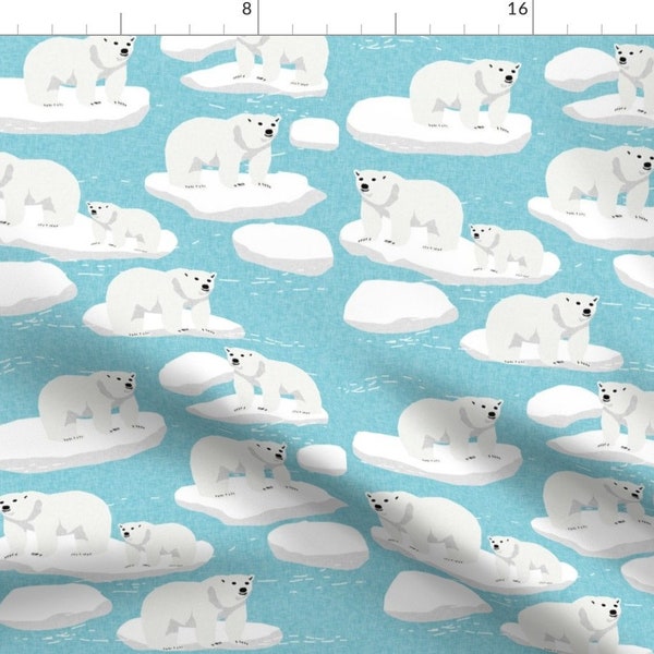 Polar Bear Fabric - Polar Bear Animal Arctic Iceberg Bears Kids Fabrics Blue By Charlottewinter - Cotton Fabric by the Yard with Spoonflower