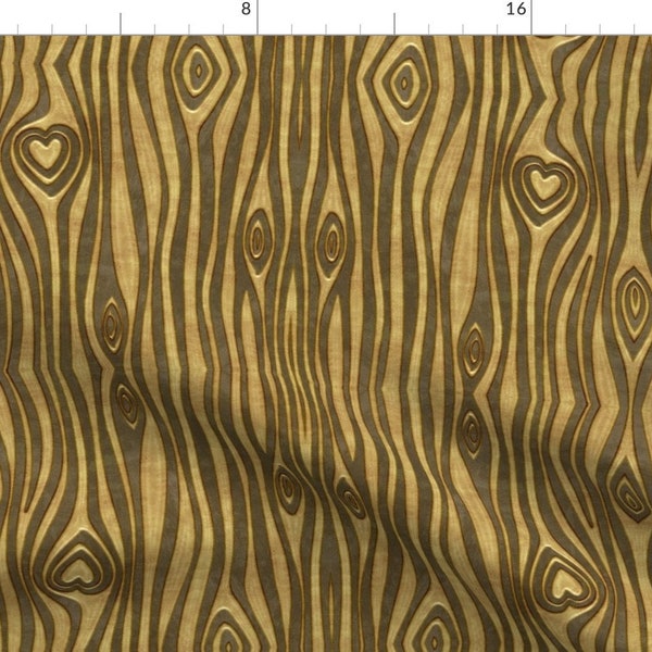 Woodgrain Fabric - Golden Heart Wood Grain By Heatherdoucette - Shabby Chic Brown Knotty Wood Cotton Fabric By The Yard With Spoonflower