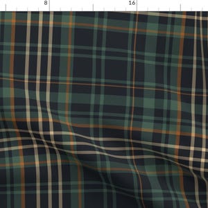 Dark Green Check Fabric - Modern Tartan Plaid by tessab_studio - Rustic Cabin Autumn Plaid Cozy Fall Fabric by the Yard by Spoonflower