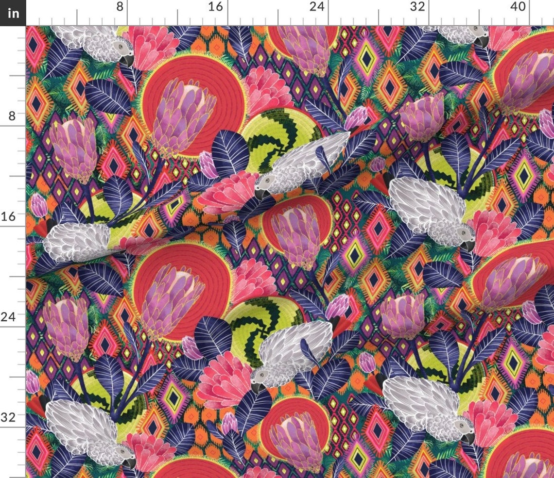 African Art Fabric African Protea by Michaelzindell Etsy