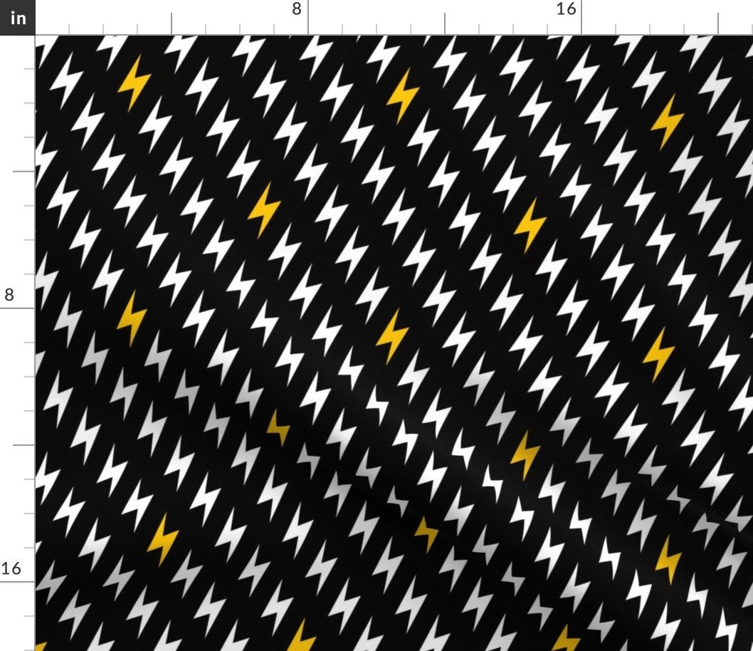 Black Lightning Bolt Fabric Bolts of Lightning synergy 0007 Etsy
