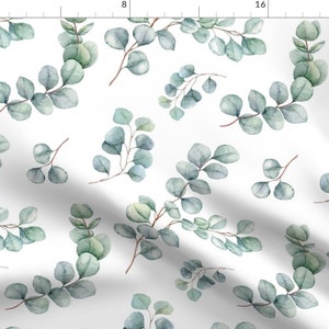 Eucalyptus Fabric - Eucalyptus By Ktscarlett - Eucalyptus Nature Plants Leaves Soft Green White Cotton Fabric By The Yard With Spoonflower