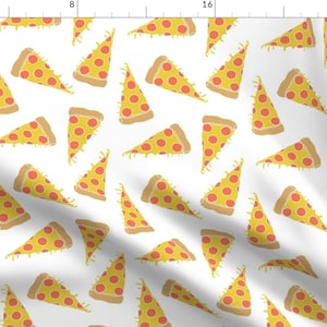 Pizza Fabric - Pizza // Junk Food Kids White Background Pizza Print By Andrea Lauren - Pizza Cotton Fabric By The Yard With Spoonflower